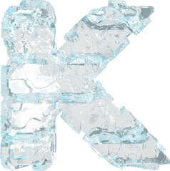 Symbol made of ice 3d. letter k