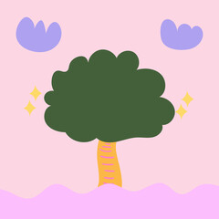 Simple Flat Illustration Tree and Star