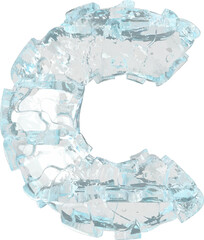 Symbol made of ice 3d. letter c