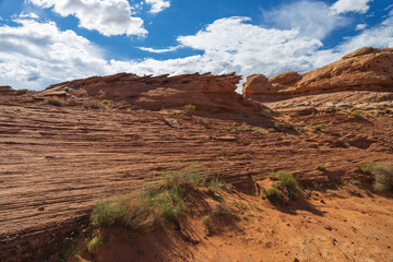 Rock formations viewed from the Beehive trail in Page, Arizona