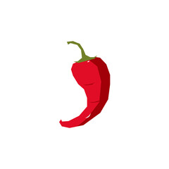 Vector illustration of bend red chili pepper isolated on white background