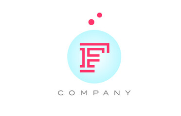 blue pink F alphabet letter logo icon design with dots. Creative template for business and company