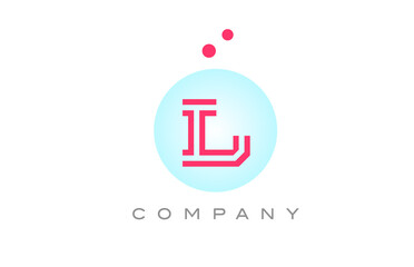 blue pink L alphabet letter logo icon design with dots. Creative template for business and company