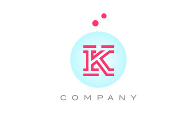 Obraz premium blue pink K alphabet letter logo icon design with dots. Creative template for business and company