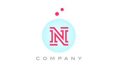 Obraz premium blue pink N alphabet letter logo icon design with dots. Creative template for business and company