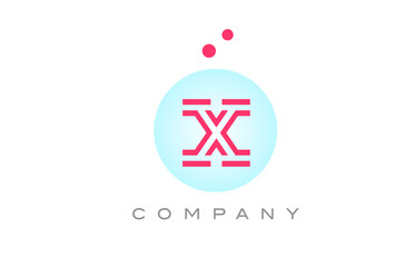 blue pink X alphabet letter logo icon design with dots. Creative template for business and company