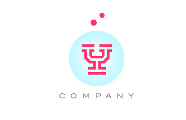 blue pink Y alphabet letter logo icon design with dots. Creative template for business and company