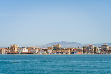Fototapeta na wymiar Cityscape from Tabarca Island (Alicante, Spain)