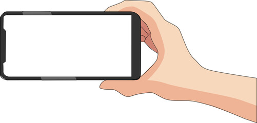 
Hand Hold Smartphone Horizontal Vector