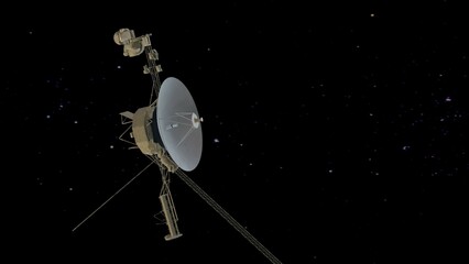 Voyager probe going away from the solar system in the milky way. Nasa's Voyager 1 goes into deep space sending signals to Earth. © Ahmad