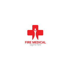 health logo combined with fire in the middle, suitable for business or health business