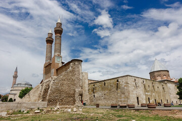 Twin minarets madrasah in Sivas city - Sivas is a tourist magnet city of modern Turkey with many historical monumental remains.
