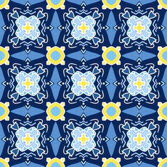 Abstract seamless background. Geometrical Pattern design in Aztec symbols, Ethnic Style. Blue embroidered, ideal for men shirt, male fashion, tote, bag, Wallpaper, backdrop.