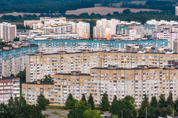 Naklejka premium aerial panoramic view of the residential area of high-rise buildings