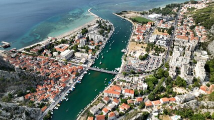 Fototapeta premium Omiš Croatia Cetina sea river beach