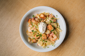 fried shrimp with pasta