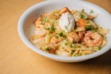 fried shrimp with pasta