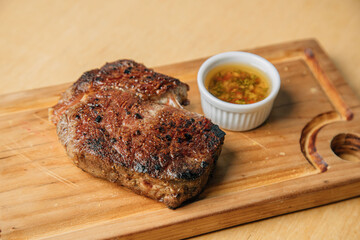 meat on a wooden board