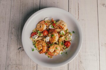 fried shrimp with vegetables