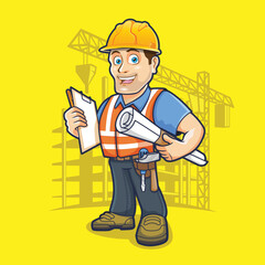 Construction worker mascot design for construction companies