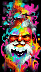 Fototapeta na wymiar Abstract Wonderful Santa Claus. A colorful and vivid image of a Santa Claus. The concept of magic and miracles. Perfect for phone wallpaper or for posters.