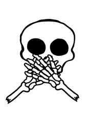 Schädel Hände vor Mund 