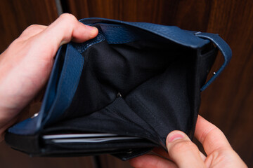 close-up on empty wallet