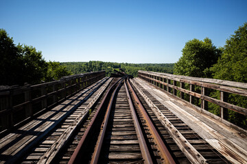 Fototapeta premium Remainders of the Kinzua Bridge, Mt Jewett, Pennsylvania, destroyed by a hurricane in 2013.