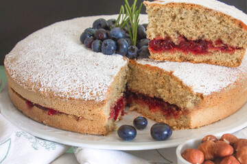 buckwheat cake with cranberry jam