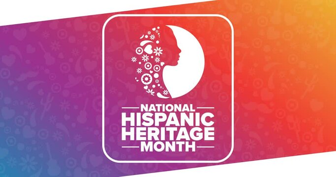 National Hispanic Heritage Month. Flat holiday animation. Motion graphic design. Loop footage.