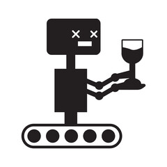 Future high tech robot icon | Black Vector illustration |
