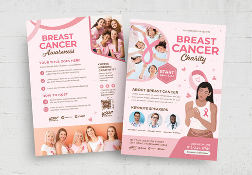 Breast Cancer Awareness Month Flyer Poster Banner Layout