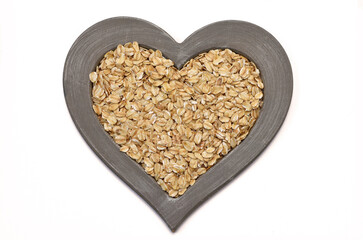oatmeal in a heart-shaped frame close-up