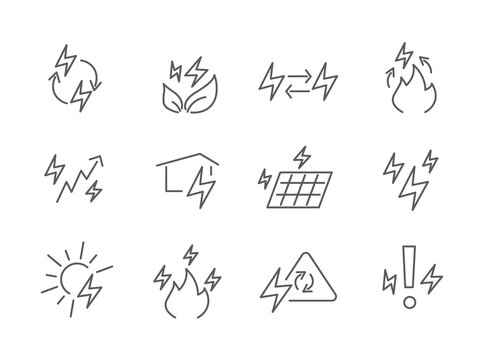 Simple Set of Energy Related Vector Line Icons