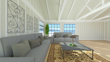 大きな窓があるリビングルーム