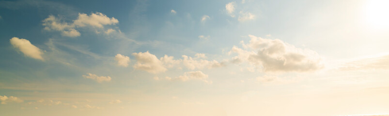 Dramatic view of the sky towards the sunset. panoramic sky background