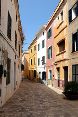 Obraz na płótnie Canvas Ciutadella, Menorca (Minorca), Spain. Beautiful, narrow streets of Ciutadella.