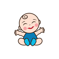 baby mascot, cute happy boy illustration vector, cartoon
