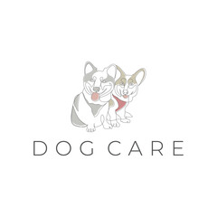 Line Art Dog Care Logo Design 2