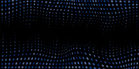 Abstract background of bluish polka dots on black background