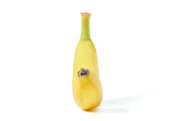 Yellow banana on white background