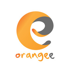 orange e logo, orange font, graphic