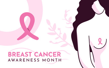 Breast cancer awareness banner. Breast cancer concept illustration - obrazy, fototapety, plakaty