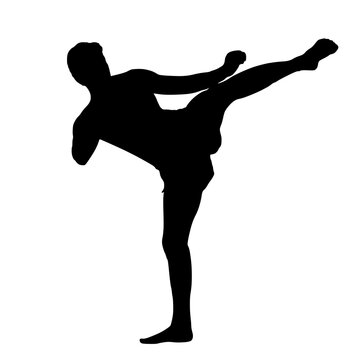 K&auml;mpfer Kick Kickboxen Karate Training Silhouette 