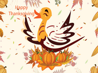 Have a thanksgiving background with happy turkey design template 13