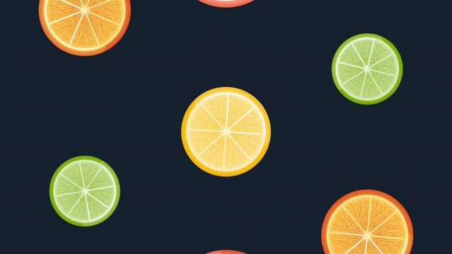 fresh citrus fruits pattern animation