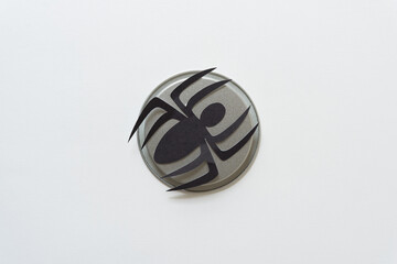 paper spider on a metallic object