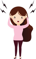 Business woman with thinking too much, worried, serious, depressed, surrounding.