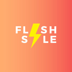 Fototapeta na wymiar Flash Sale Shopping Poster or banner with Flash icon and text. Flash Sales banner template design for social media and website.Special Offer Flash Sale campaign