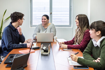 People talking on a meeting in the office